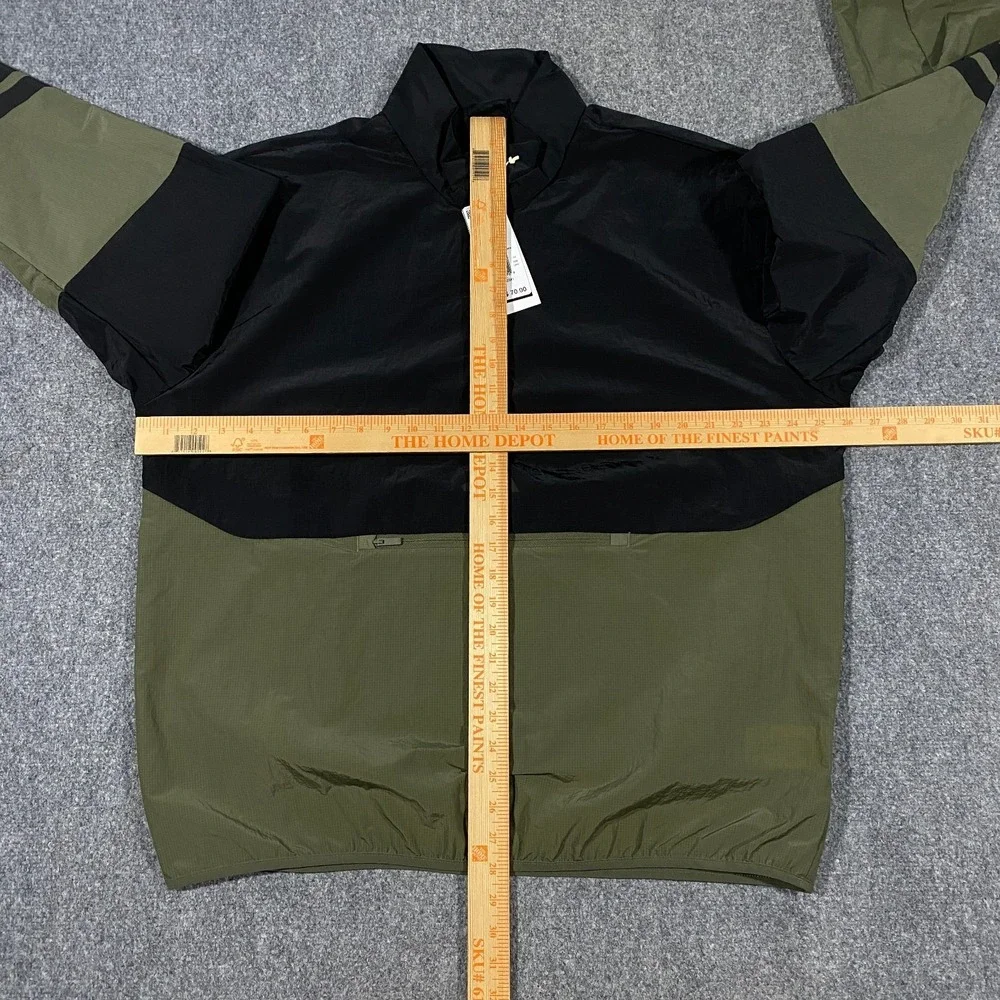 Adidas Future Icons 3-Stripes Woven 1/2 Zip Windbreaker Adult L Green Black